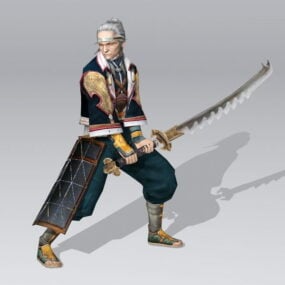 3д модель старого японского самурая