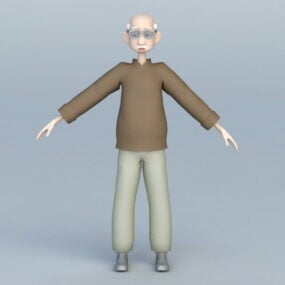 Yaşlı adam çizgi film karakteri Rigged 3d modeli