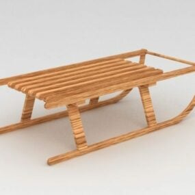 نموذج مزلجة خشبية قديمة ثلاثية الأبعاد