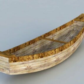 Stary drewniany model łodzi wiosłowej 3D