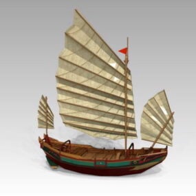 Vecchio modello 3d di nave a vela in legno