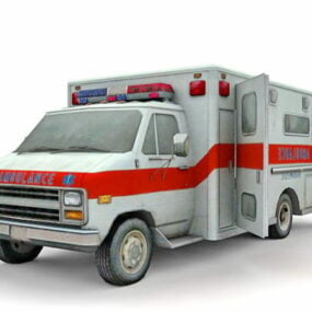Modelo 3d de caminhão de ambulância antigo