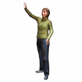 Old Lady Waving Goodbye Character 3d model