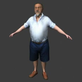 Postava starého muže v 3D modelu T-pose