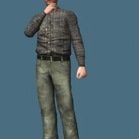 Gammal Man I Tillfälliga Kläder Rigged 3D-modell