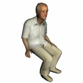 Karaktär gammal man sitter 3d-modell