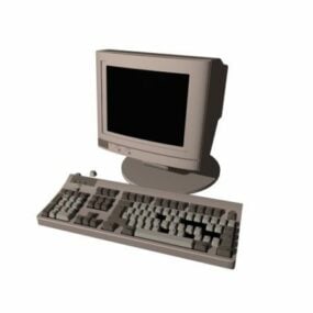 Old Monitor And Keyboard 3d model