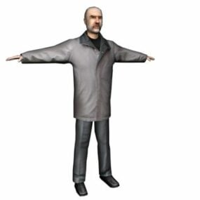 Character Older Business Man Standing 3d model