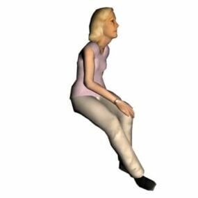 Posição sentada de personagem de mulher mais velha Modelo 3D