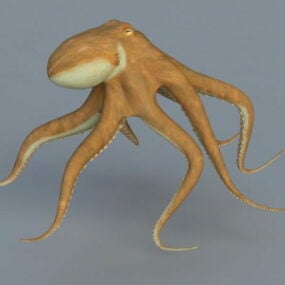 3д модель животного оранжевого осьминога