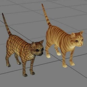 Model 3d Kucing Kucing Bergaris Oranye