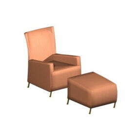 Orange Armchair And Ottoman 3d model