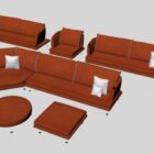 Orange Modern Fabric Sofa Set