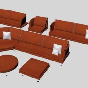 Orange Modern Fabric Sofa Set 3d model