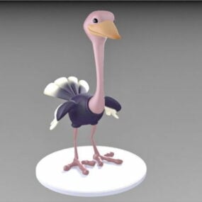 Ostrich Cartoon Character 3d model