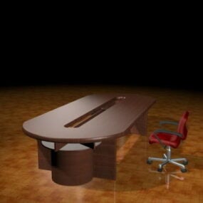Owalny stół i krzesło w sali konferencyjnej Model 3D