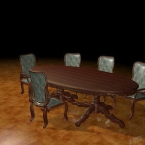 Oval Dining Table Sets 3d model
