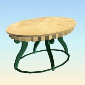 Oval Wood Dining Table 3d model