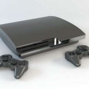 Ps3 Slim With Controllers 3d model