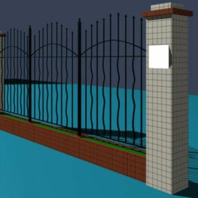 Iron Fence Curved Bottom 3d model