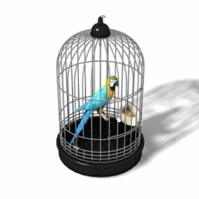 Parrot Bird In Cage 3d model