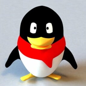Pinguïn met sjaallogo 3D-model