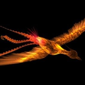 متحرک پرنده ققنوس و Rigged مدل سه بعدی