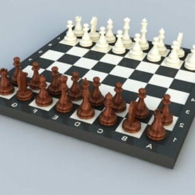 Stukken schaaksets en borden 3D-model