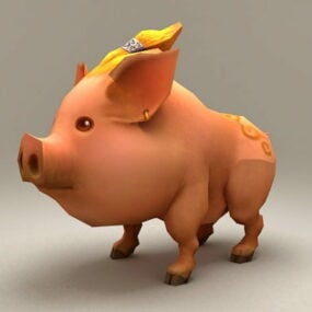 Pig Cartoon Animal 3d-modell