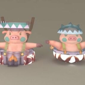 Pig Cartoon Characters 3d model
