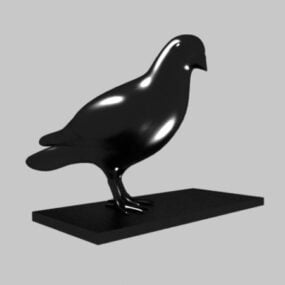 Simple Bird Statue Artwork With Book Stack 3d model