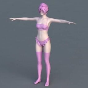 Mô hình 3d người phụ nữ màu hồng