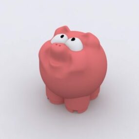 Pink Cartoon Pig Toy 3d model