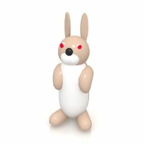 Růžová kreslená postava králíka 3D model