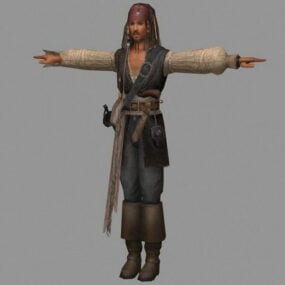 Pirate Jack Sparrow -hahmo 3D-malli