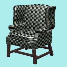 Plaid Wing Chair 3d-modell