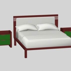 Platform Bed With Nightstands 3d model
