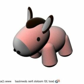 Modello 3d dell'asino animale del fumetto del giocattolo della peluche