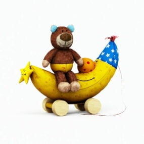 Plush Bear And Banana 3d model