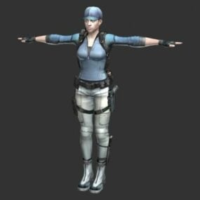 Wanita Polisi Rigged Model 3D Karakter