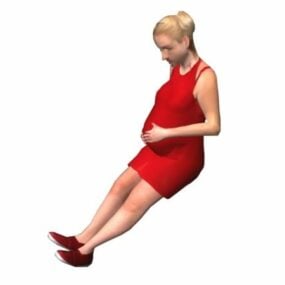 Karakter zwangere vrouw zittend in de stoel 3D-model