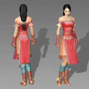 Pretty Chinese Warrior Girl 3d-modell