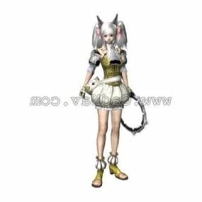 Karakter Mooie Anime Soldaat 3D-model