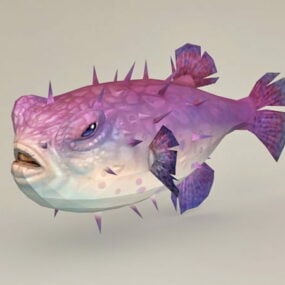 نموذج السمكة المنتفخة الأرجوانية ثلاثي الأبعاد