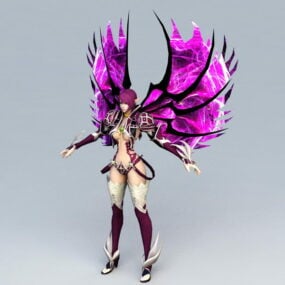 Фиолетовый Ангел Воин Rigged модель 3d