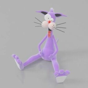 Character Purple Cartoon Cat 3d model