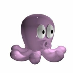 Purple Cartoon Octopus Toy 3d model