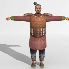 Native Man Character With Spear 3d-modell