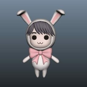 דגם תלת מימד של דמות אנימה נערת ארנב