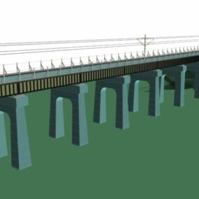 Ancient Chinese Bridge River 3d-modell